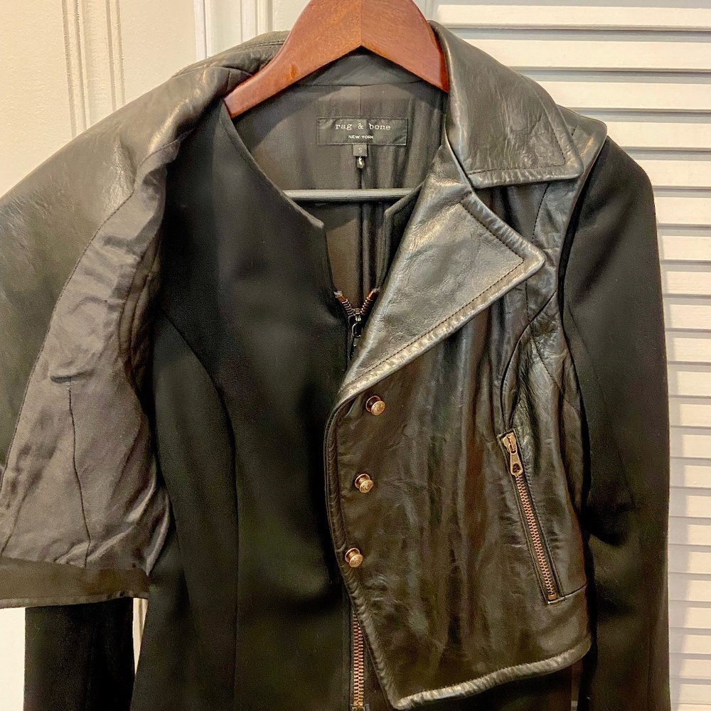 Rag & Bone NY Leather and wool jacket - Biker Tailcoat Size small - Picture 3 of 7